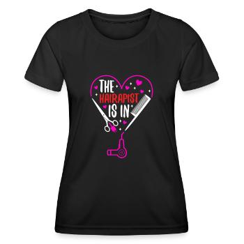 Le Hairapist est dans - T-shirt sport Femme - noir - Devant - AI Model Female 172 light (172cm)