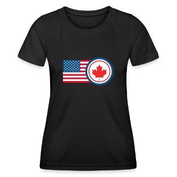 Kanada USA Fahne Herkunft - Frauen Funktions-T-Shirt - Schwarz - Vorne - AI Model Female 172 light (172cm)