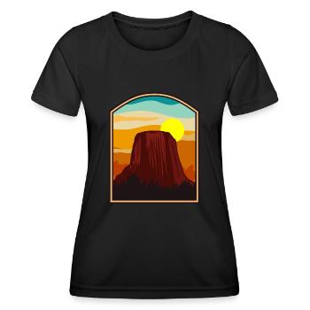 Devils Tower National Monument - Frauen Funktions-T-Shirt - Schwarz - Vorne - AI Model Female 172 light (172cm)