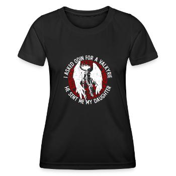 Nordische Mythologie Odin Wikinger Nordisch Gott - Frauen Funktions-T-Shirt - Schwarz - Vorne - AI Model Female 172 light (172cm)