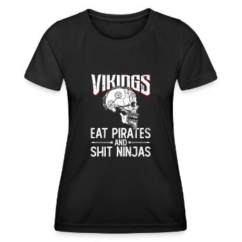 Nordische Mythologie Wikinger Nordisch Gott Lustig - Frauen Funktions-T-Shirt - Schwarz - Vorne - AI Model Female 172 light (172cm)