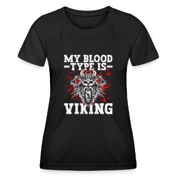 My blood type is Viking - Nordic - Women's Functional T-Shirt - black - Front - AI Model Female 172 light (172cm)