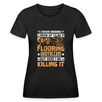 Sexy flooring installer - Frauen Funktions-T-Shirt - Schwarz - Vorne - AI Model Female 172 light (172cm)