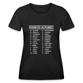 Full Phonetic Alphabet All Letters Overview - Women's Functional T-Shirt - black - Front - AI Model Female 172 light (172cm)