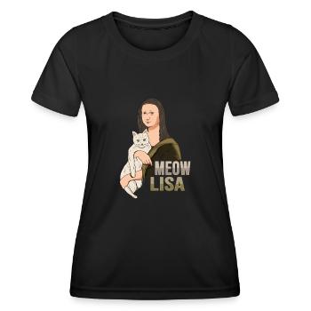 Mona Lisa Cat Art Lovers Cat Lovers - Women's Functional T-Shirt - black - Front - AI Model Female 172 light (172cm)