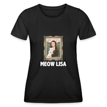Mona Lisa Cat Art Lovers Cat Lovers - Women's Functional T-Shirt - black - Front - AI Model Female 172 light (172cm)
