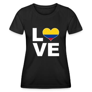 Ich liebe Kolumbien Herz Flagge Kolumbien - Frauen Funktions-T-Shirt - Schwarz - Vorne - AI Model Female 172 light (172cm)