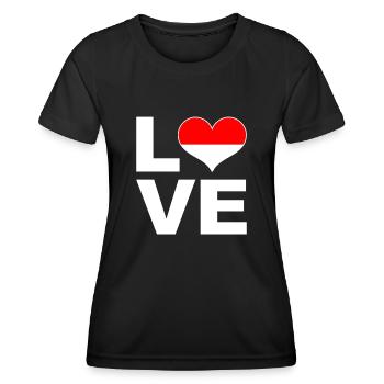 J’aime l’Indonésie drapeau du cœur Indonésie - T-shirt sport Femme - noir - Devant - AI Model Female 172 light (172cm)