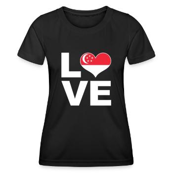 Ich liebe Singapur Herz Flagge Singapur - Frauen Funktions-T-Shirt - Schwarz - Vorne - AI Model Female 172 light (172cm)