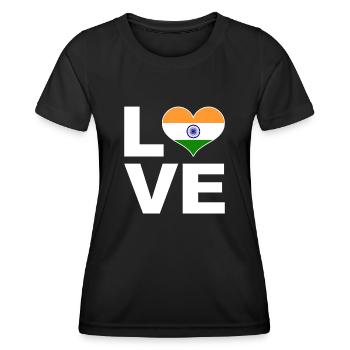 Ich liebe Indien Herz Flagge Indien - Frauen Funktions-T-Shirt - Schwarz - Vorne - AI Model Female 172 light (172cm)