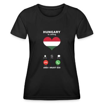 La Hongrie appelle la Hongrie Heart Souvenir - T-shirt sport Femme - noir - Devant - AI Model Female 172 light (172cm)