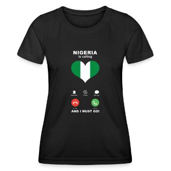 Le Nigeria appelle Nigeria Heart Souvenir - T-shirt sport Femme - noir - Devant - AI Model Female 172 light (172cm)