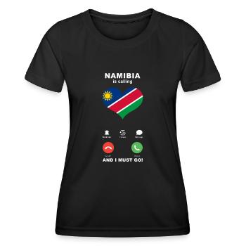 Namibia is calling Namibia Heart Souvenir - Women's Functional T-Shirt - black - Front - AI Model Female 172 light (172cm)