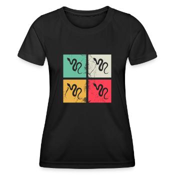 Snake Retro Reptile Python Gift idea - Frauen Funktions-T-Shirt - Schwarz - Vorne - AI Model Female 172 light (172cm)