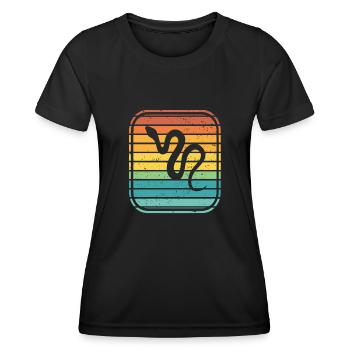 Snake Retro Reptile Python Gift idea - Frauen Funktions-T-Shirt - Schwarz - Vorne - AI Model Female 172 light (172cm)