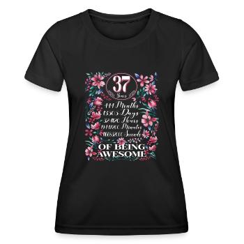 37 Years, Months Floral Women's 37th Birthday - Women's Functional T-Shirt - black - Front - AI Model Female 172 light (172cm)