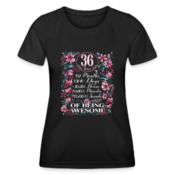 36 Years, Months Floral Women 36th Birthday - Women's Functional T-Shirt - black - Front - AI Model Female 172 light (172cm)
