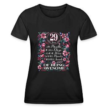 29 Years, Months Floral Women's 29th Birthday - Women's Functional T-Shirt - black - Front - AI Model Female 172 light (172cm)