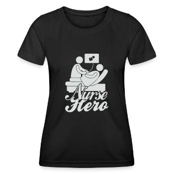 Krankenschwester Held - Frauen Funktions-T-Shirt - Schwarz - Vorne - AI Model Female 172 light (172cm)