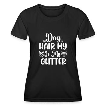 Hundehaar ist mein Glitzer - Frauen Funktions-T-Shirt - Schwarz - Vorne - AI Model Female 172 light (172cm)