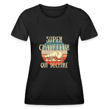 super chauffeur bus qui déchire humour conducteur - T-shirt sport Femme - noir - Devant - AI Model Female 172 light (172cm)