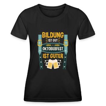 Trachten Lederhosen München - Frauen Funktions-T-Shirt - Schwarz - Vorne - AI Model Female 172 light (172cm)