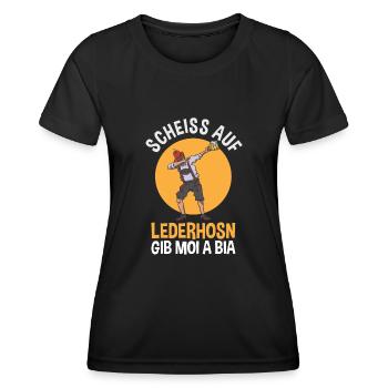 Trachten Lederhosn München - Frauen Funktions-T-Shirt - Schwarz - Vorne - AI Model Female 172 light (172cm)