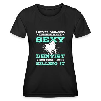 Dentiste sexy - T-shirt sport Femme - noir - Devant - AI Model Female 172 light (172cm)