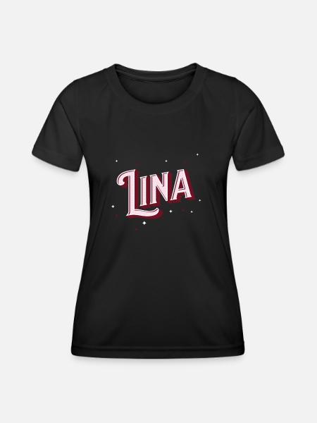 Lina Namen personalisiert - Frauen Funktions-T-Shirt - Schwarz