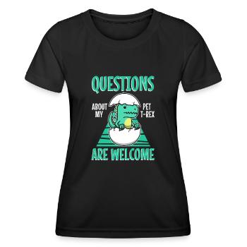 Ask me about my trex - Frauen Funktions-T-Shirt - Schwarz - Vorne - AI Model Female 172 light (172cm)
