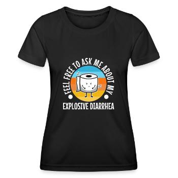 Ask me about my explosive diarrhea - Frauen Funktions-T-Shirt - Schwarz - Vorne - AI Model Female 172 light (172cm)