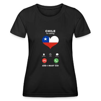 Chile is calling Chile Heart Souvenir - Women's Functional T-Shirt - black - Front - AI Model Female 172 light (172cm)