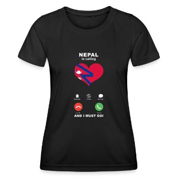 Nepal is calling Nepal Herz Souvenir - Frauen Funktions-T-Shirt - Schwarz - Vorne - AI Model Female 172 light (172cm)