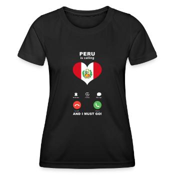 Peru is calling Peru Herz Souvenir - Frauen Funktions-T-Shirt - Schwarz - Vorne - AI Model Female 172 light (172cm)
