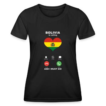 Bolivien is calling Bolivien Herz Souvenir - Frauen Funktions-T-Shirt - Schwarz - Vorne - AI Model Female 172 light (172cm)
