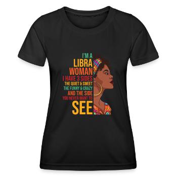 Signe du zodiaque Balance Cadeau Balance - T-shirt sport Femme - noir - Devant - AI Model Female 172 light (172cm)