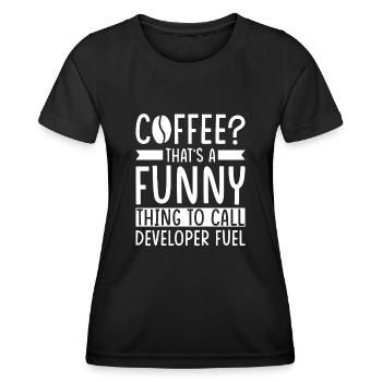 Entwickler Kaffee Spruch Software Entwickler - Frauen Funktions-T-Shirt - Schwarz - Vorne - AI Model Female 172 light (172cm)
