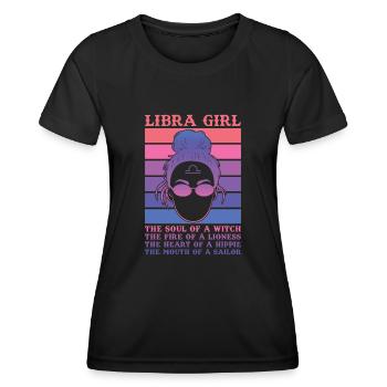 Signe du zodiaque Balance Cadeau Balance - T-shirt sport Femme - noir - Devant - AI Model Female 172 light (172cm)