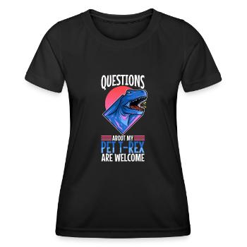 Ask me about my trex - Frauen Funktions-T-Shirt - Schwarz - Vorne - AI Model Female 172 light (172cm)