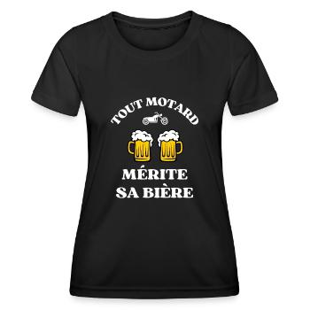 tout motard mérite sa bière humour moto homme - T-shirt sport Femme - noir - Devant - AI Model Female 172 light (172cm)