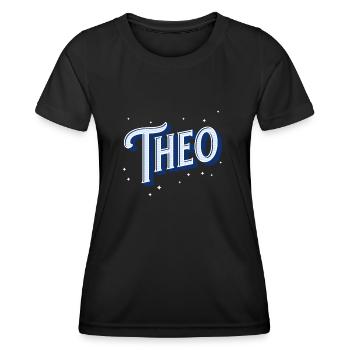 Theo name personalized - Women's Functional T-Shirt - black - Front - AI Model Female 172 light (172cm)