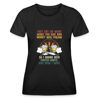 I drank beer and retro darts - Women's Functional T-Shirt - black - Front - AI Model Female 172 light (172cm)