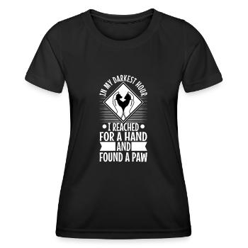 Dans mon heure la plus sombre, j’ai pris une main et j’ai trouvé - T-shirt sport Femme - noir - Devant - AI Model Female 172 light (172cm)