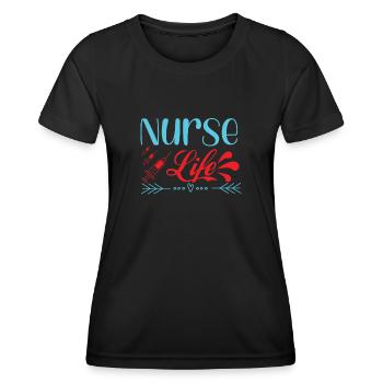 KRANKENSCHWESTER Nurse Life - Women's Functional T-Shirt - black - Front - AI Model Female 172 light (172cm)