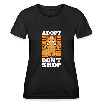 Adopt don't shop - Frauen Funktions-T-Shirt - Schwarz - Vorne - AI Model Female 172 light (172cm)