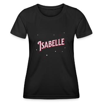 Nom Isabelle personnalisé - T-shirt sport Femme - noir - Devant - AI Model Female 172 light (172cm)