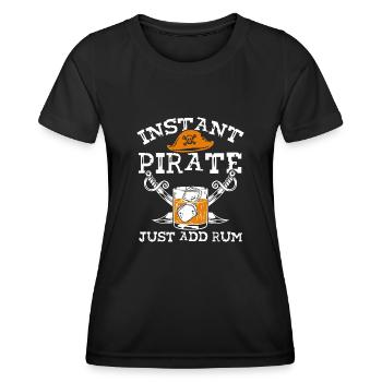 Pirate ajoute simplement du rhum - T-shirt sport Femme - noir - Devant - AI Model Female 172 light (172cm)