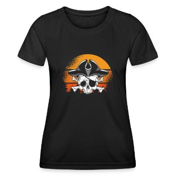 Crâne de Pirate Soleil rétro - T-shirt sport Femme - noir - Devant - AI Model Female 172 light (172cm)