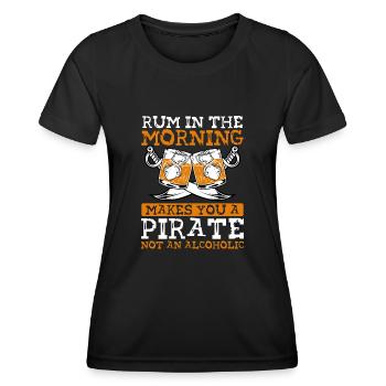 Le rhum du matin fait de vous un pirate - T-shirt sport Femme - noir - Devant - AI Model Female 172 light (172cm)