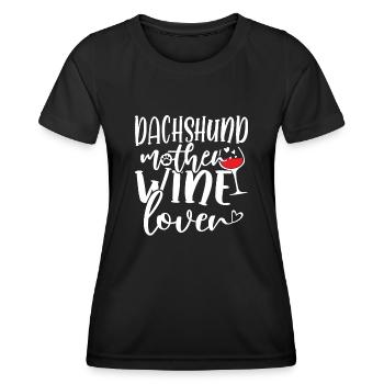 Wine Lover DACHSHUND Mother - Frauen Funktions-T-Shirt - Schwarz - Vorne - AI Model Female 172 light (172cm)